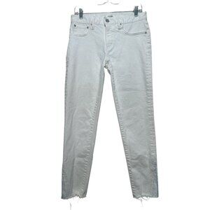 Moussy Vintage Straight Slim Jeans Womens 28 White Emboidered Ankle Mid Rise